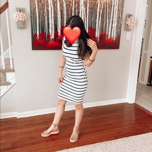 Lulus black and white striped dress small NWT